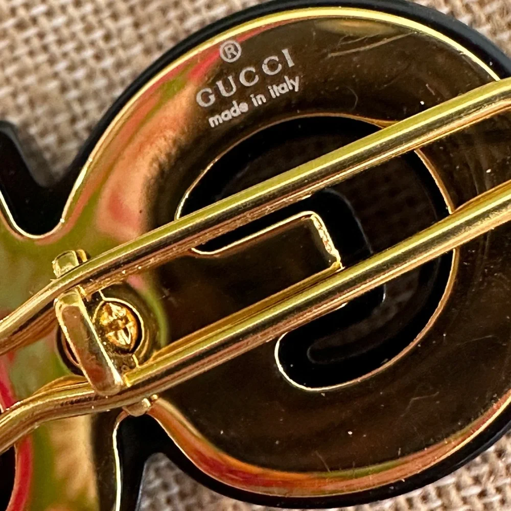Gucci Logo Crystal Hair Clip